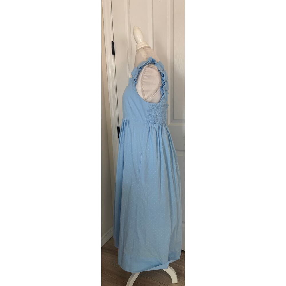 Lake Lolly Dress in Morning Blue Swiss Dot Size Large Midi length - Picture 2 of 5